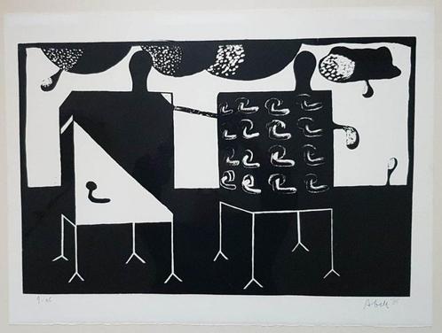 Abe Johannes Kuipers(1918)zeefdruk"Abstracte Comp"Ges Gen Ge, Antiek en Kunst, Kunst | Litho's en Zeefdrukken, Ophalen of Verzenden