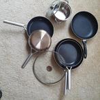 Wok en pannetje per stuk of als pakket, Ophalen of Verzenden, Zo goed als nieuw, Rvs, Koekenpan of Braadpan