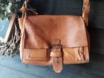 Mooie vintage leren boekentas schooltas leer cognac leder, Gebruikt, Ophalen of Verzenden, Minder dan 30 cm, Bruin