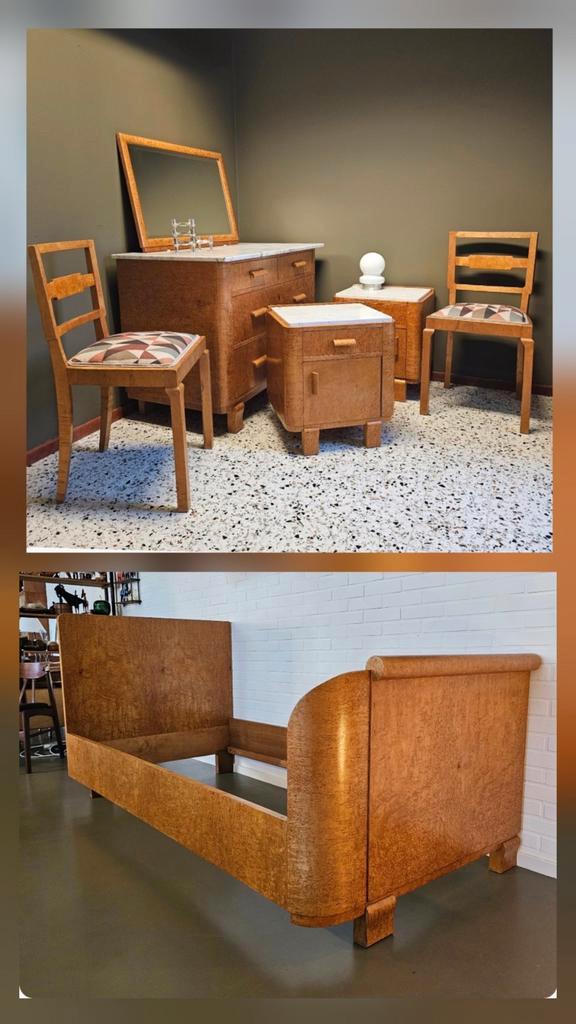 Art Deco Slaapkamer set in Birdseye Esdoorn Zeldzaam, Huis en Inrichting, Slaapkamer | Complete slaapkamers, Zo goed als nieuw