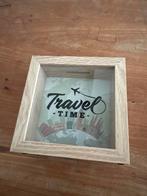 Houten spaarpot - Travel Time, Ophalen, Zo goed als nieuw, Hout, Minder dan 50 cm