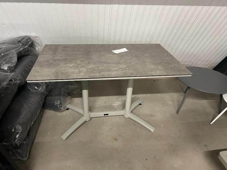 Inklapbare terrastafel 120x70 cm | Sand Brown, Tuin en Terras, Tuintafels, Zo goed als nieuw, Rechthoekig, Aluminium, Ophalen of Verzenden