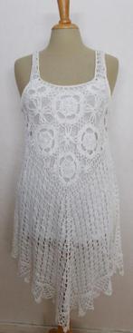Boho/festival knitwear/gehaakt wit jurkje! S/M, Verzenden, Wit, Zo goed als nieuw, Knielengte