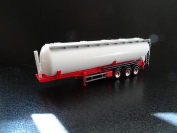472 herpa bulk oplegger wit 3-as rood chassis 1:87 truck 