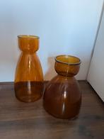 Vazen okergeel 2 modellen 34/45 cm hoog, Ophalen of Verzenden, Nieuw, Glas, Minder dan 50 cm