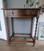 Antiek Engels tafeltje met lade, Ophalen, Gebruikt, 50 tot 100 cm, 25 tot 50 cm