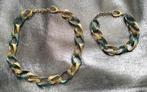 Bijzondere set ketting met armband goud groen metaal nwst, Sieraden, Tassen en Uiterlijk, Kettingen, Overige materialen, Verstelbaar