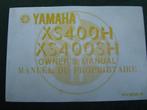 Yamaha XS400 H SH 1980 motorcycle owner's manual XS 400, Motoren, Ophalen of Verzenden, Yamaha