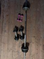 Barbell en Dumbbells met diverse gewichten, Sport en Fitness, Fitnessmaterialen, Ophalen, Gebruikt, Armen, Halterset