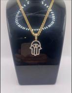 14K gouden Ketting met 18K goude diamanten hanger, Ophalen, Zo goed als nieuw, Goud