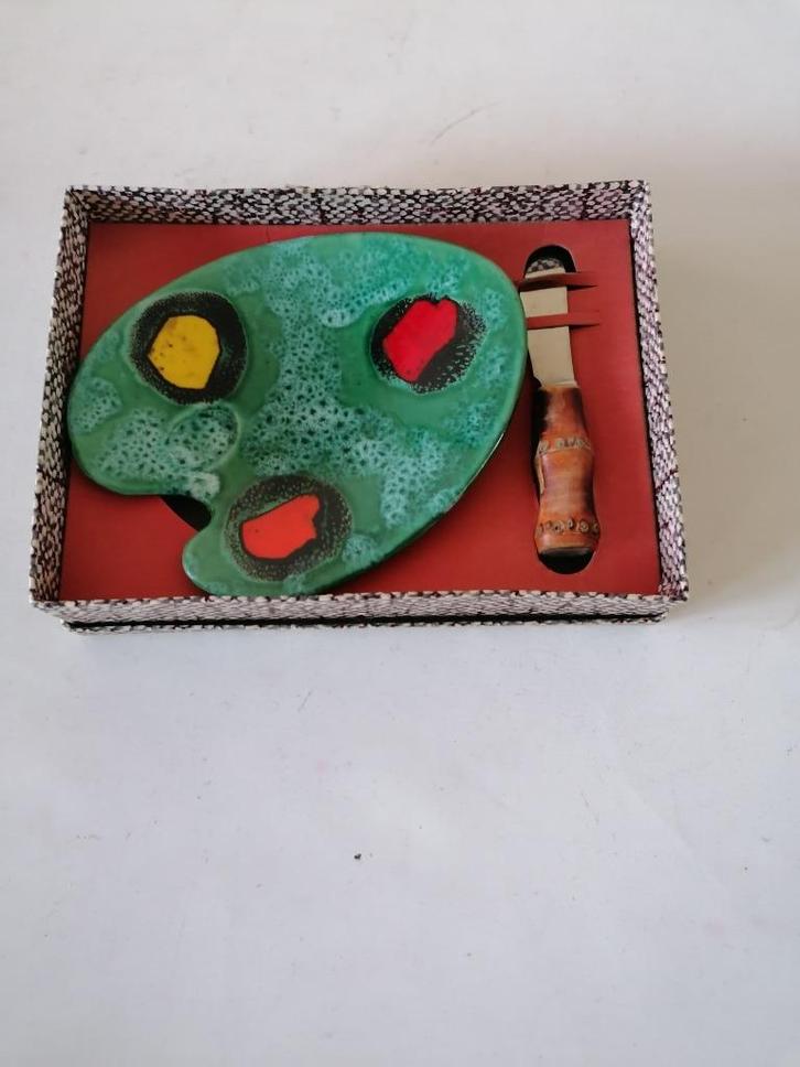 Vaullaris serveerschaaltje met bijpassend mesje in org.verp., Antiek en Kunst, Curiosa en Brocante, Ophalen of Verzenden