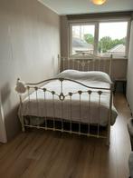 Crème metalen tweepersoonsbed incl. Matras en topdek 140x200, Ophalen, Gebruikt, Tweepersoons, 140 cm