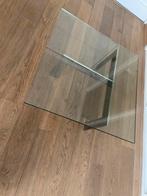 Salontafel glasplaat met chromen onderstel, Huis en Inrichting, Tafels | Salontafels, Ophalen, Gebruikt, 50 tot 100 cm, Design
