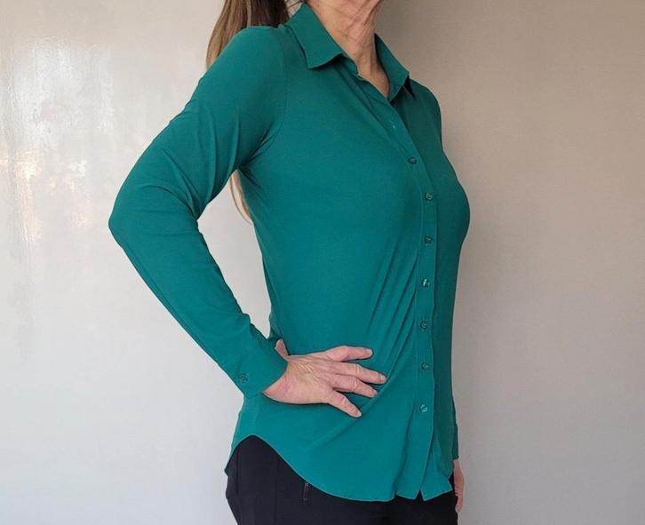 Studio Anneloes Poppy blouse S Travelstof Petrol Top, Kleding | Dames, Blouses en Tunieken, Zo goed als nieuw, Maat 36 (S), Groen