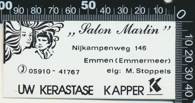 Sticker: Salon Martin - Emmen, Verzamelen, Stickers, Zo goed als nieuw, Bedrijf of Vereniging, Ophalen of Verzenden
