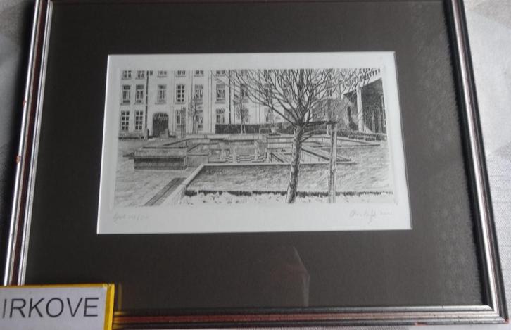 ETS * PLEIN MET SCHAAKSPEL * Gesigneerd *, Antiek en Kunst, Kunst | Etsen en Gravures, Verzenden