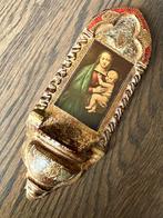 Brocante Wijwaterbakje Religie wijwater bakje hout antiek, Verzenden