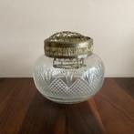 Vintage geslepen kristallen vaas met bloemensteker, rozenbol, Overige kleuren, Ophalen of Verzenden, Minder dan 50 cm, Glas