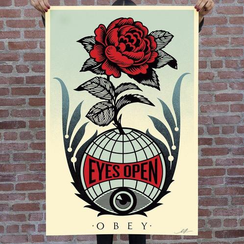 Shepard Fairey (OBEY) - Eyes Open - litho - gesigneerd!, Antiek en Kunst, Kunst | Designobjecten, Ophalen of Verzenden