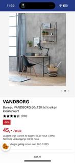 Bureau VANDBORG (JYSK) licht eiken/zwart - z.g.a.n., Ophalen of Verzenden, Zo goed als nieuw, Bureau