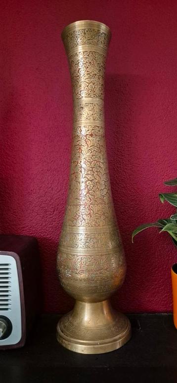 Grote Vintage Messing Vaas - 62cm beschikbaar voor biedingen