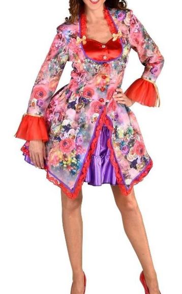 Leuke rood/roze/paarse gebloemde CARNAVAL/FEEST/PARTY jas 1 beschikbaar voor biedingen