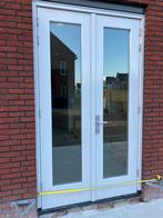 Hardhouten openslaande deuren / tuindeuren, Doe-het-zelf en Verbouw, Kozijnen en Schuifpuien, Deurkozijn, Zo goed als nieuw, Inclusief glas