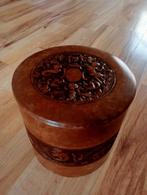 Tabaks pot Leer vintage. Rond  hoogte 16 cm/diameter 17 cm, Ophalen of Verzenden, Tabaks pot