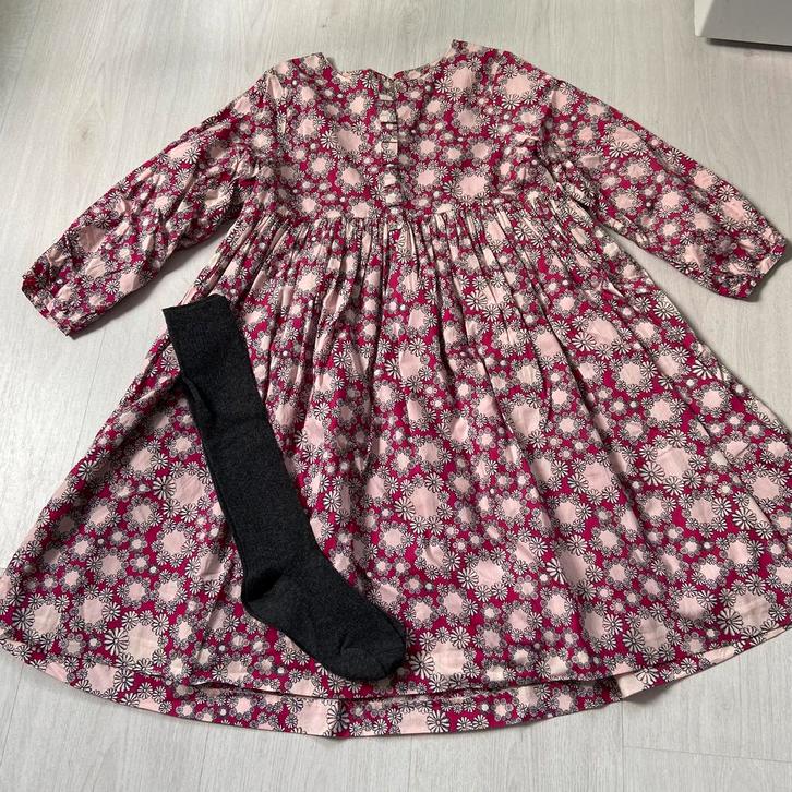 frambozen roze gebloemde JACADI jurk mt 152 + kniekousen, Kinderen en Baby's, Kinderkleding | Maat 152, Meisje, Jurk of Rok, Verzenden