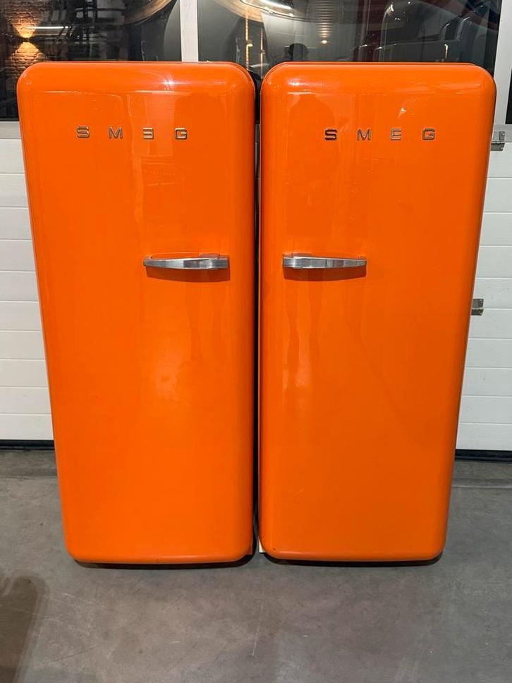 Oranje Smeg Koelkast - Retro Stijl, Witgoed en Apparatuur, Koelkasten en IJskasten, Gebruikt, Met vriesvak, 150 tot 200 liter