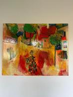 Dianne Rebergen schilderij kinderen op straat 80 x 100, Antiek en Kunst, Ophalen of Verzenden