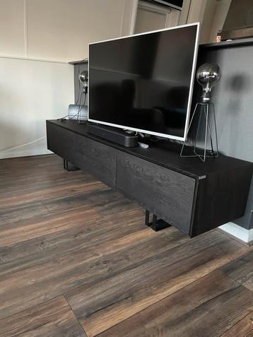 Industrieel TV Meubel zwart/Wengé - 210cm - Push Open