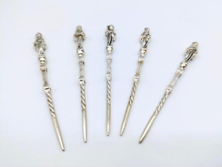 5 Zilveren pijpenwroeters met apostelen, 835, Antiek en Kunst, Antiek | Goud en Zilver, Zilver, Verzenden