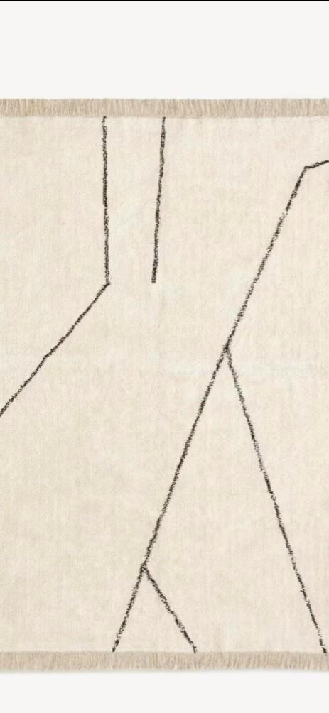 Kave Home zwart-wit katoenen Mijas-vloerkleed 160 x 230 cm, Huis en Inrichting, Stoffering | Tapijten en Kleden, Nieuw, 150 tot 200 cm