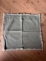 Groen taupe kussenhoes met rafels, Ophalen of Verzenden, Zo goed als nieuw, Groen, Vierkant