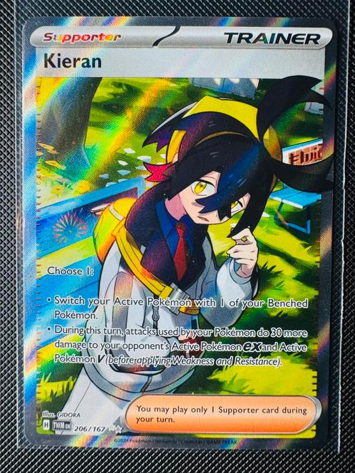 Pokémon Kieran #206 Twilight Masquerade, Hobby en Vrije tijd, Verzamelkaartspellen | Pokémon, Zo goed als nieuw, Losse kaart, Ophalen of Verzenden