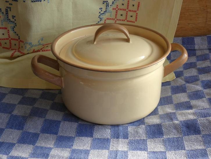 emaille ketel/ kookpan met deksel, Antiek en Kunst, Antiek | Emaille, Ophalen of Verzenden