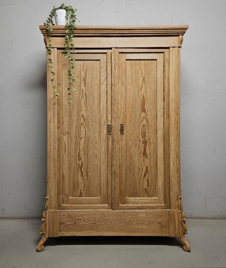 Antieke grenen meidenkast vintage linnenkast kast demontabel, Antiek en Kunst, Curiosa en Brocante, Ophalen of Verzenden