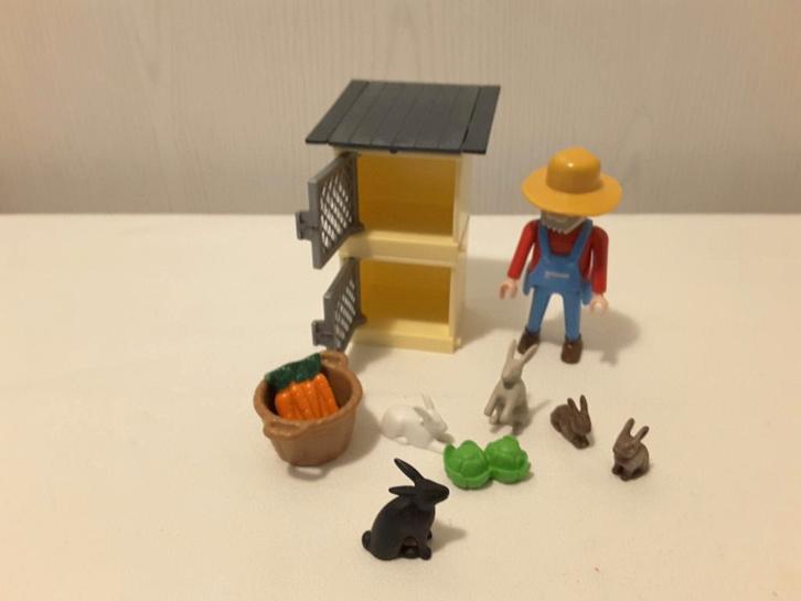 Playmobil 4491 boer met konijnen en hokken compleet., Kinderen en Baby's, Speelgoed | Playmobil, Zo goed als nieuw, Complete set