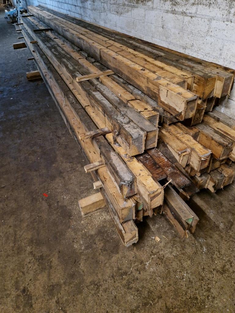 91 Houten balken 6x10cm, Doe-het-zelf en Verbouw, Hout en Planken, Ophalen, Balk, Vuren, 50 mm of meer