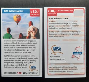 BAS Ballonvaarten €30,- korting per persoon beschikbaar voor biedingen