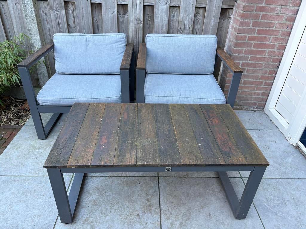 Complete aluminium tuinset loungeset en bank, Tuin en Terras, Tuinsets en Loungesets, Ophalen, Gebruikt, Hout, Bank