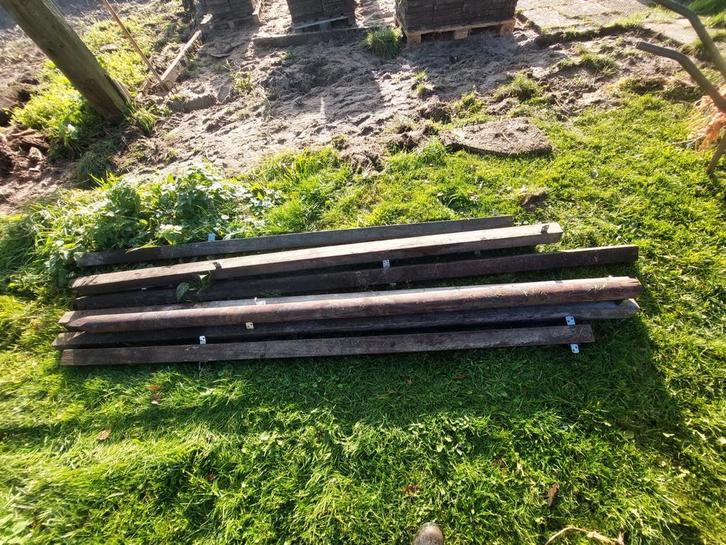 Zsm ophalen: Hardhouten palen en planken, Tuin en Terras, Palen, Balken en Planken, Zo goed als nieuw, Palen, 250 cm of meer, Hardhout