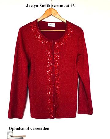 maat 46 Jaclyn Smith Vest Knalrood met Lovertjes Vintage beschikbaar voor biedingen
