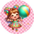 L607 icing frosting meisje ballon 20cm eetbare taart print, Ophalen of Verzenden, Nieuw, Taarten, Versiering