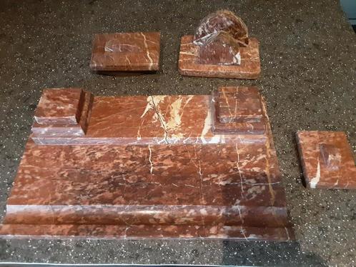 Zware marmeren steenrode antieke bureauset, Antiek en Kunst, Antiek | Kantoor en Zakelijk, Ophalen of Verzenden