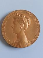 Penning inhuldiging Wilhelmina 1898, Postzegels en Munten, Penningen en Medailles, Ophalen of Verzenden, Brons, Nederland