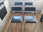 Vier vintage bauhaus stoelen (chroom en skai-leer) te koop, Ophalen, Gebruikt, Bauhaus, Zwart