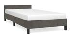 Bedframe zonder matras fluweel donkergrijs, nieuw in doos, 90 cm, Eenpersoons, Ophalen of Verzenden, Zo goed als nieuw