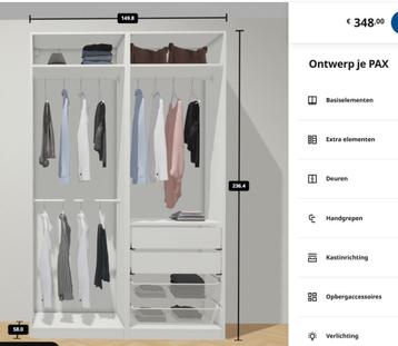 IKEA PAX kledingkast 150x58x236cm, Bezorg-/montageoptie
